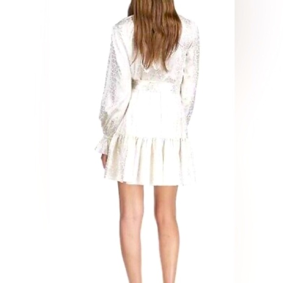 Michael Kors Foil Paisley Print V-Neck Tie Tiered Dress | X-Small | XS | Cream - Picture 3 of 16